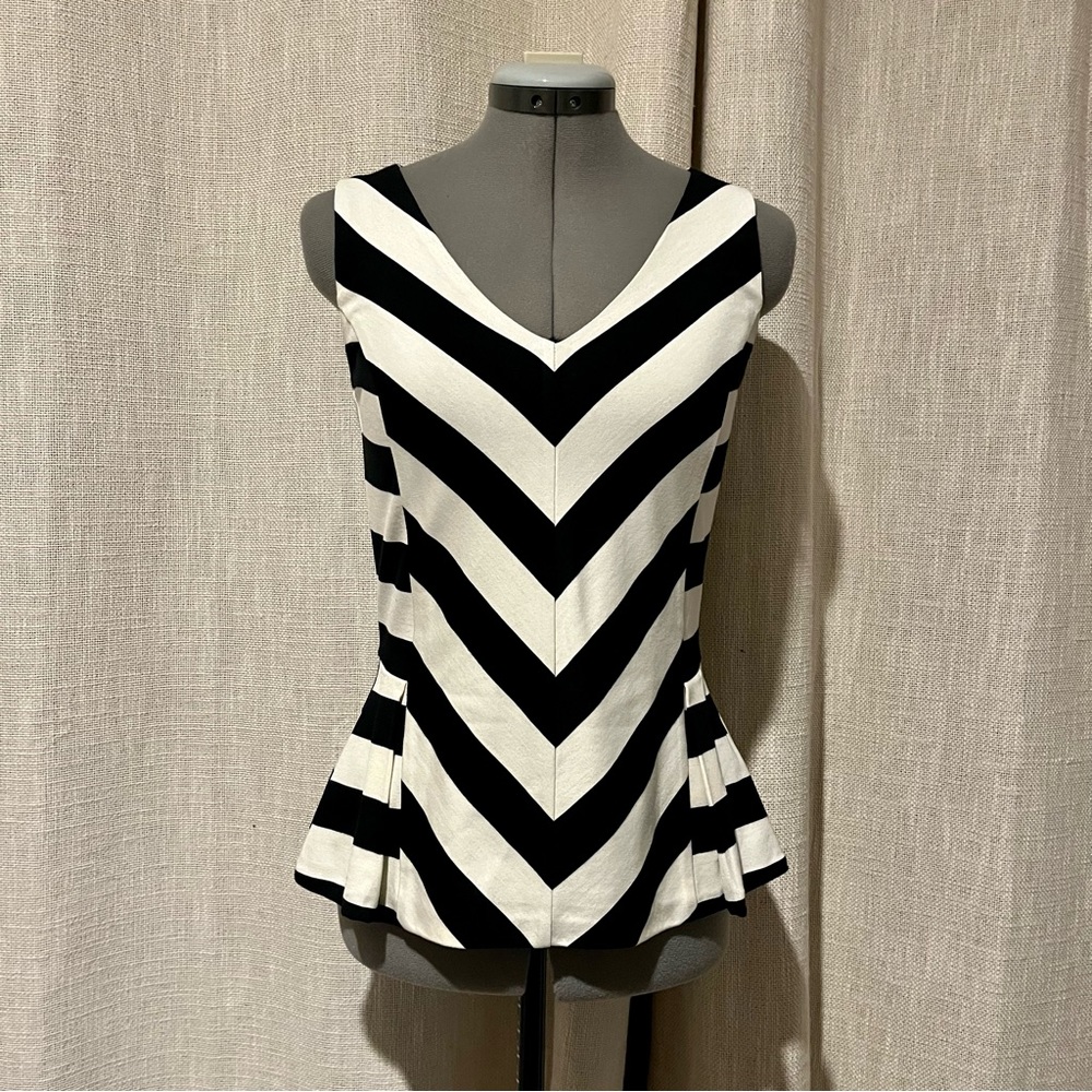 Banana Republic Black & White Striped Peplum Top